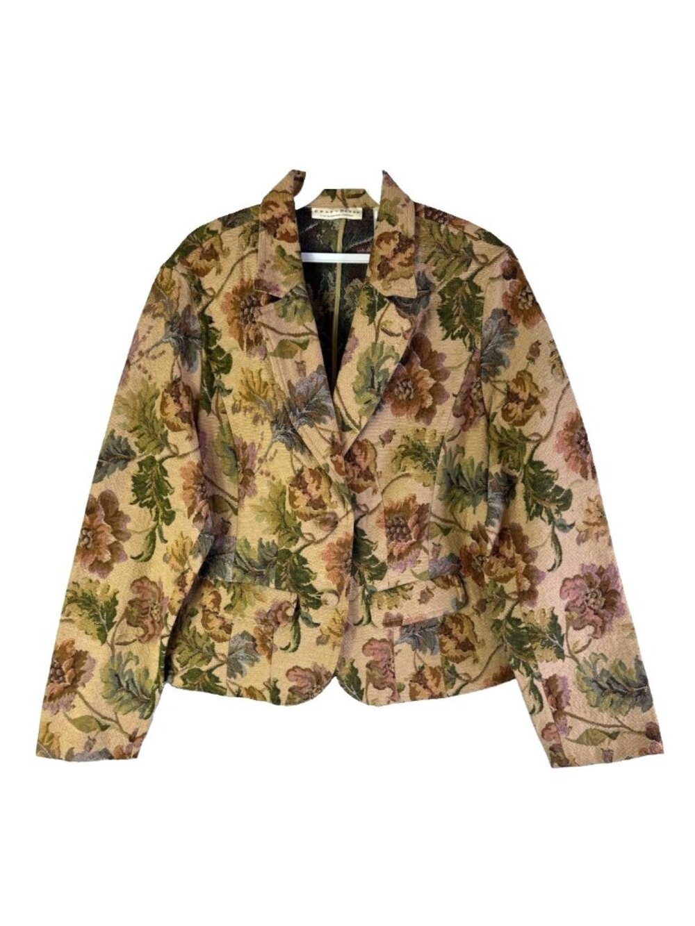 Vintage 90s Tapestry Jacket Blazer Rainbow Flora Cottage Country